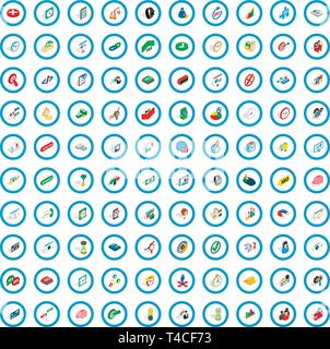 100 time management icons set, isometric 3d style Stock Vector