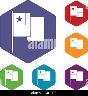 Chile flag icons vector hexahedron Stock Vector