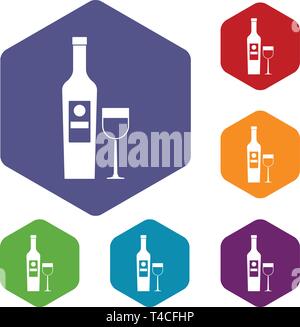 Wine icons vector hexahedron Stock Vector