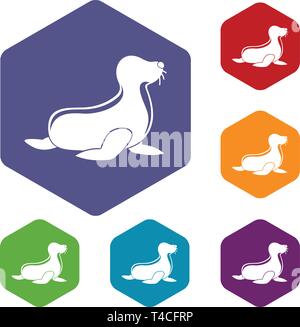 Seal icons vector hexahedron Stock Vector
