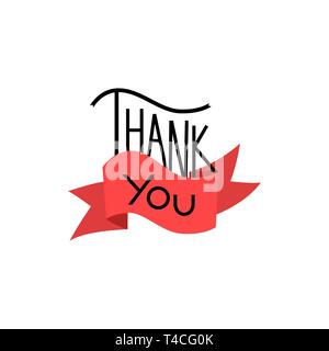 Thank you hand drawn lettering. Modern Calligraphy for Thank You text on white background. Vector illustration. - Vector Stock Vector