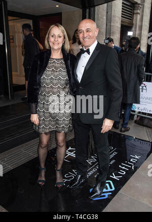 London.UK.   Jim Al-Khalili and guest at The Asian Awards 2019 held at The Grosvenor House Hotel. April 12, 2019  Ref: LMK386-MB4001-140419 WWW.LMKMEDIA.COM  Gary Mitchell / Landmark Media. Stock Photo