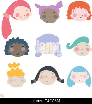 Group of diversity women with different skin color Stock Vector