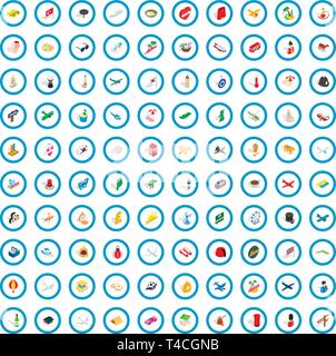 100 touring icons set, isometric 3d style Stock Vector