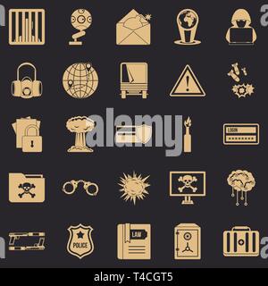 Genius icons set, simple style Stock Vector