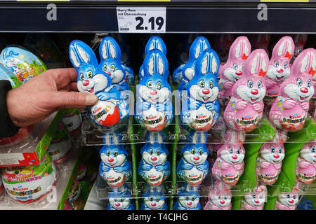 Display chocolate Easter Bunnies in a store Stock Photo