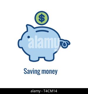 Personal Finance & Responsibility Icon : concept involves saving money Stock Vector