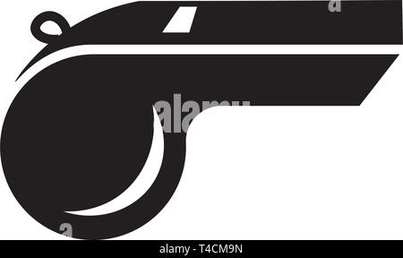 This vector image shows a whistle icon in glyph style. It is isolated on a white background. Stock Vector