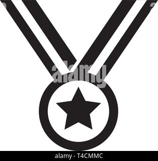 This vector image shows a medal icon in glyph style. It is isolated on a white background. Stock Vector