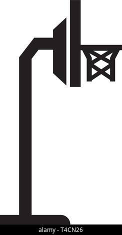 This vector image shows a basketball basket icon in glyph style. It is isolated on a white background. Stock Vector