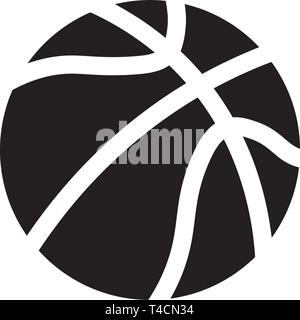 This vector image shows a basketball icon in glyph style. It is isolated on a white background. Stock Vector