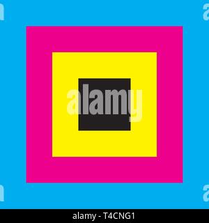 Cyan Magenta Yellow Black color pallete concentrycal designer illustrator background Stock Vector