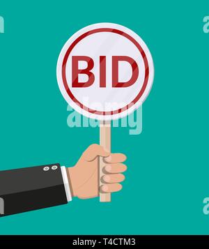 Bidding process. Auction paddles, flat hand holding plates. Finance or By  ONYX