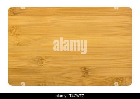 Bamboo cutting board isolated on white background. Stock Photo