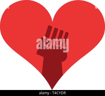 Power, revolution fist insde a heart shape Stock Vector