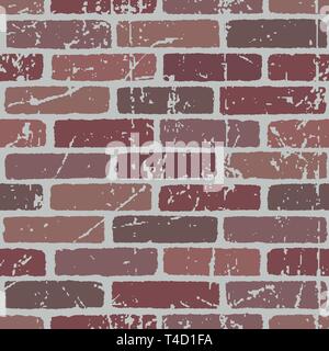 Red Brick wall texture seamless pattern. Grunge and distressed effect. Vector illustration background  for fashion, surface design for web, home decor Stock Vector
