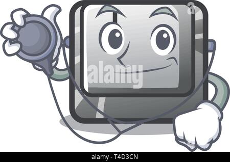 Doctor button J installed on cartoon computer Stock Vector