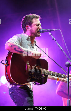 Frank Turner performing at the Larmer Tree festival, England, UK. July 18, July 2014. Stock Photo