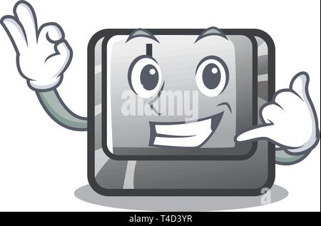 Call me button J in the mascot shape Stock Vector