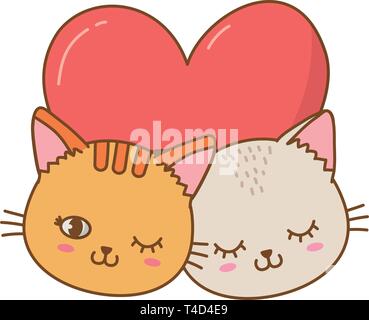 Cats with heart stock vector. Illustration of love, icon - 145005728
