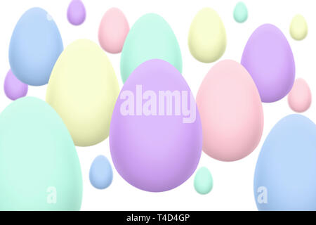 Colorful pastel eggs, different sizes, on the white background Stock Photo