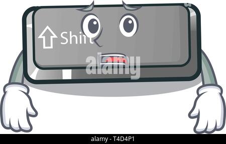 Afraid button shift in the cartoon shape Stock Vector