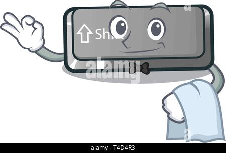 Waiter button shift in the cartoon shape Stock Vector
