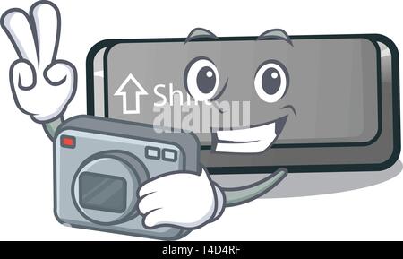 Photographer button shift in the cartoon shape Stock Vector