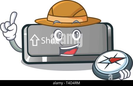 Explorer button shift in the cartoon shape Stock Vector