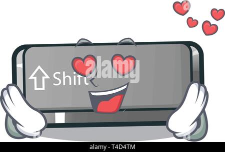 In love button shift in the cartoon shape Stock Vector