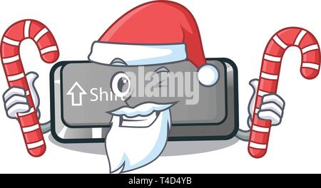Santa with candy shift button installed in cartoon game Stock Vector