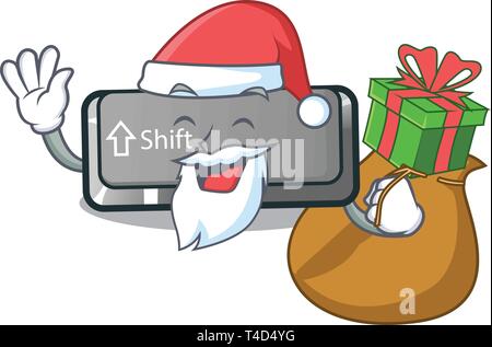 Santa with gift shift button installed in cartoon game Stock Vector