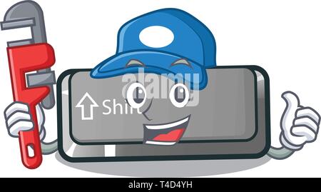 Plumber shift button installed in cartoon game Stock Vector