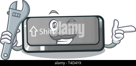 Mechanic shift button installed in cartoon game Stock Vector