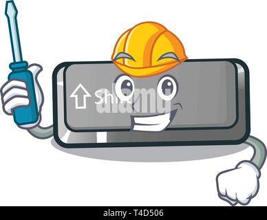 Automotive shift button installed in cartoon game Stock Vector