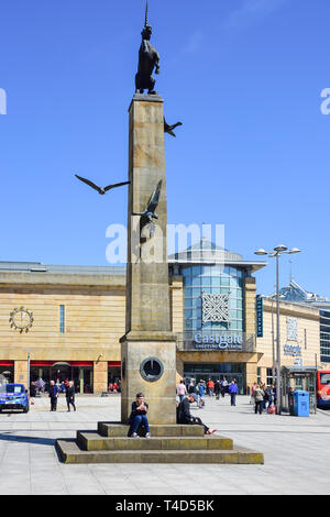 Mercat cross and Eastgate Shopping Centre, Falcon Square, Inverness, Highland, Scotland, United Kingdom Stock Photo