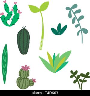 Hand drawn house plants and flowers. Scandinavian style illustration. Set of different plants. Vector illustration. Stock Vector