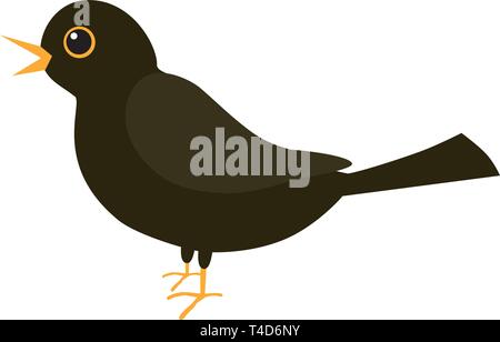 A vector illustration of a cute blackbird Stock Vector