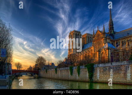 HDR picture of Notre Dame de Paris. Made from 3 photos Stock Photo