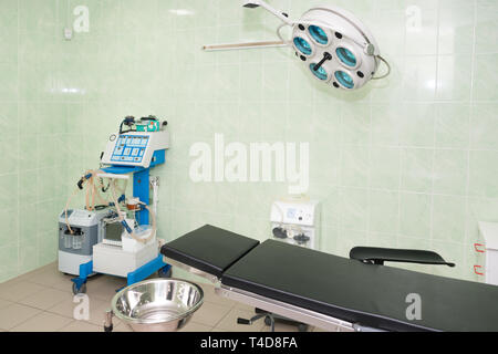 Equipment and medical devices in modern operating room. Surgical room modern equipment in the hospital. Stock Photo