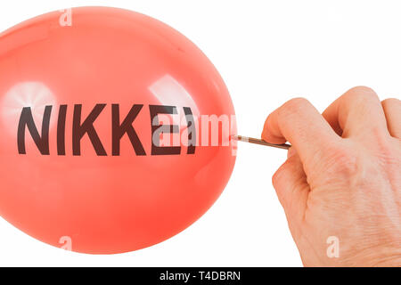 Bursting of the Nikkei bubble in the Japanese equity index Stock Photo