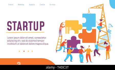Vector startup process concept creative business illustration with working people.  Stock Vector