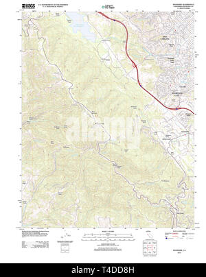 USGS TOPO Map California CA Woodside 20120510 TM Restoration Stock Photo