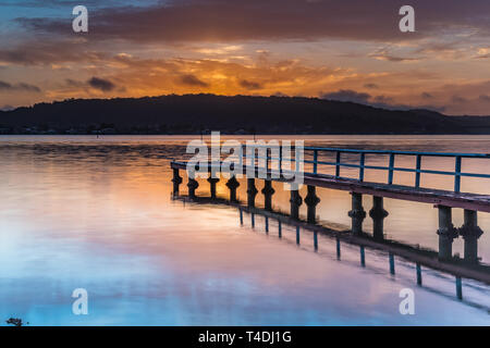 Capturing the sunrise from Woy Woy Waterfront on the Central Coast, NSW, Australia. Stock Photo