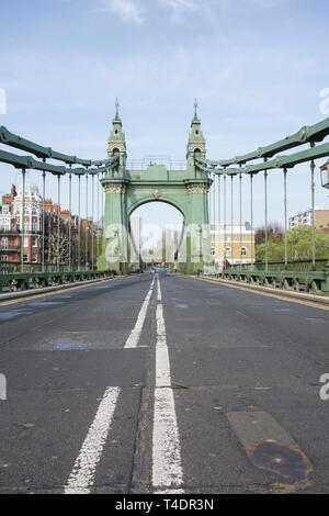 A deserted Hammersmith Bridge closed indefinitely to cars and