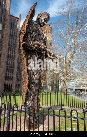 The Knife Angel  by Artist Alan Bradley at Coventry Cathedral,It  Stands 27 Feet High and is Constructed with 100,000 knives.Coventry.England.UK Stock Photo