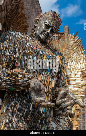 The Knife Angel  by Artist Alan Bradley at Coventry Cathedral,It  Stands 27 Feet High and is Constructed with 100,000 knives.Coventry.England.UK Stock Photo