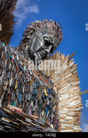 The Knife Angel  by Artist Alan Bradley at Coventry Cathedral,It  Stands 27 Feet High and is Constructed with 100,000 knives.Coventry.England.UK Stock Photo