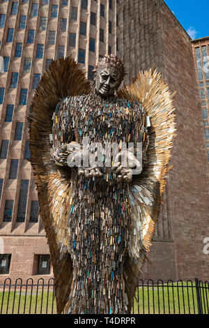 The Knife Angel  by Artist Alan Bradley at Coventry Cathedral,It  Stands 27 Feet High and is Constructed with 100,000 knives.Coventry.England.UK Stock Photo