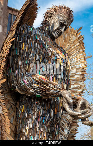 The Knife Angel  by Artist Alan Bradley at Coventry Cathedral,It  Stands 27 Feet High and is Constructed with 100,000 knives.Coventry.England.UK Stock Photo